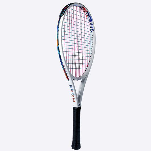 Tennis racket with 'PRIZM' branding on a white background
